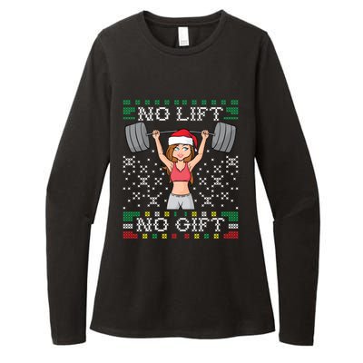 No Lift No Gift Ugly Christmas Sweater Gym Miss Santa Claus Funny Gift Womens CVC Long Sleeve Shirt