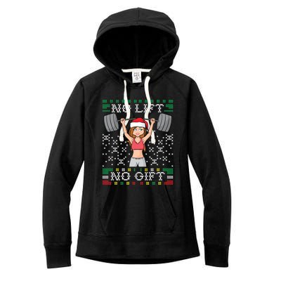 No Lift No Gift Ugly Christmas Sweater Gym Miss Santa Claus Funny Gift Women's Fleece Hoodie