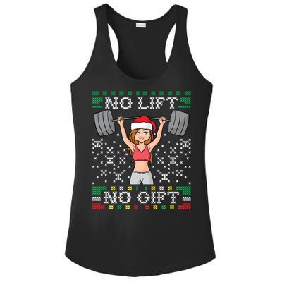 No Lift No Gift Ugly Christmas Sweater Gym Miss Santa Claus Funny Gift Ladies PosiCharge Competitor Racerback Tank