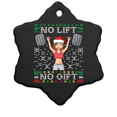 No Lift No Gift Ugly Christmas Sweater Gym Miss Santa Claus Funny Gift Ceramic Star Ornament