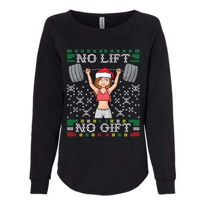 No Lift No Gift Ugly Christmas Sweater Gym Miss Santa Claus Funny Gift Womens California Wash Sweatshirt