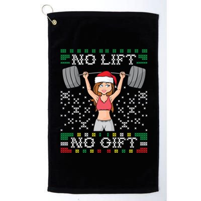 No Lift No Gift Ugly Christmas Sweater Gym Miss Santa Claus Funny Gift Platinum Collection Golf Towel