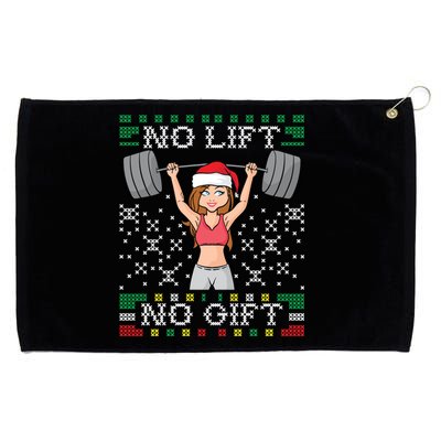 No Lift No Gift Ugly Christmas Sweater Gym Miss Santa Claus Funny Gift Grommeted Golf Towel