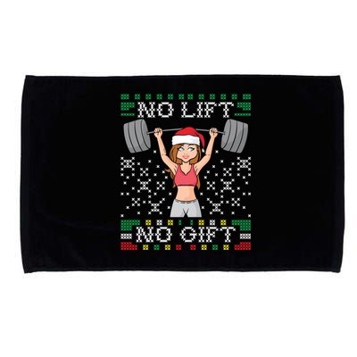 No Lift No Gift Ugly Christmas Sweater Gym Miss Santa Claus Funny Gift Microfiber Hand Towel