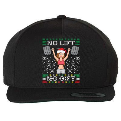 No Lift No Gift Ugly Christmas Sweater Gym Miss Santa Claus Funny Gift Wool Snapback Cap