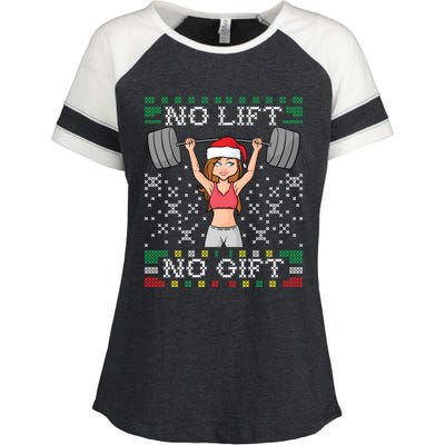 No Lift No Gift Ugly Christmas Sweater Gym Miss Santa Claus Funny Gift Enza Ladies Jersey Colorblock Tee