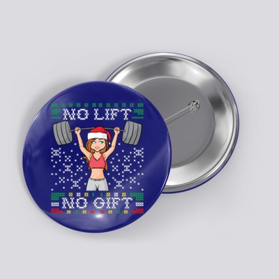 No Lift No Gift Ugly Christmas Sweater Gym Miss Santa Claus Funny Gift Button