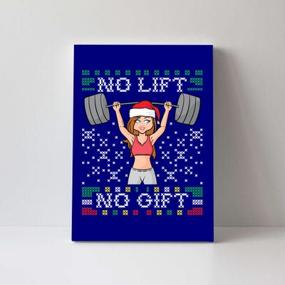 No Lift No Gift Ugly Christmas Sweater Gym Miss Santa Claus Funny Gift Canvas