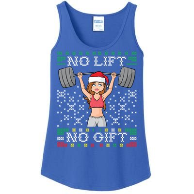 No Lift No Gift Ugly Christmas Sweater Gym Miss Santa Claus Funny Gift Ladies Essential Tank