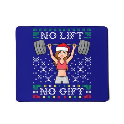 No Lift No Gift Ugly Christmas Sweater Gym Miss Santa Claus Funny Gift Mousepad