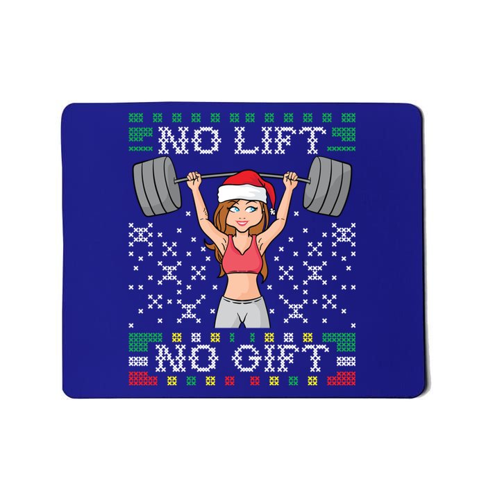 No Lift No Gift Ugly Christmas Sweater Gym Miss Santa Claus Funny Gift Mousepad