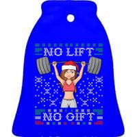 No Lift No Gift Ugly Christmas Sweater Gym Miss Santa Claus Funny Gift Ceramic Bell Ornament