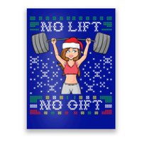 No Lift No Gift Ugly Christmas Sweater Gym Miss Santa Claus Funny Gift Poster