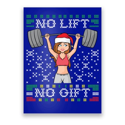 No Lift No Gift Ugly Christmas Sweater Gym Miss Santa Claus Funny Gift Poster