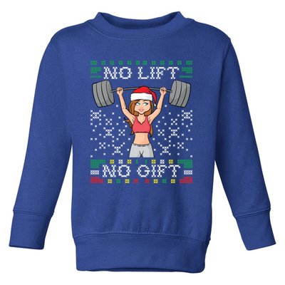 No Lift No Gift Ugly Christmas Sweater Gym Miss Santa Claus Funny Gift Toddler Sweatshirt