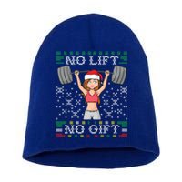 No Lift No Gift Ugly Christmas Sweater Gym Miss Santa Claus Funny Gift Short Acrylic Beanie