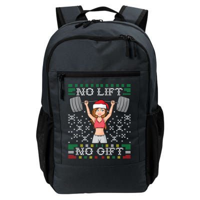 No Lift No Gift Ugly Christmas Sweater Gym Miss Santa Claus Funny Gift Daily Commute Backpack