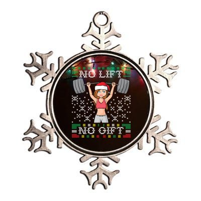 No Lift No Gift Ugly Christmas Sweater Gym Miss Santa Claus Funny Gift Metallic Star Ornament