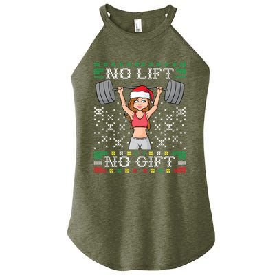 No Lift No Gift Ugly Christmas Sweater Gym Miss Santa Claus Funny Gift Women's Perfect Tri Rocker Tank