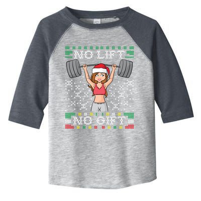 No Lift No Gift Ugly Christmas Sweater Gym Miss Santa Claus Funny Gift Toddler Fine Jersey T-Shirt