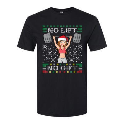 No Lift No Gift Ugly Christmas Sweater Gym Miss Santa Claus Funny Gift Softstyle CVC T-Shirt