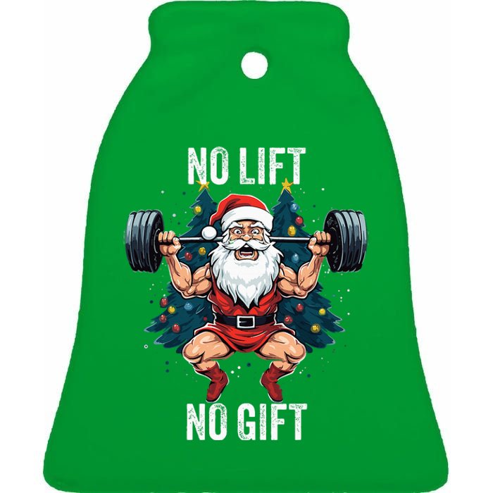 No Lift No Gift Santa Claus Christmas Gym Bodybuilding Ceramic Bell Ornament