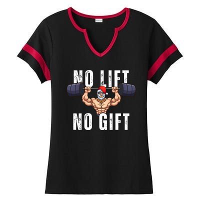 No Lift No Gift Funny Santa Gym Ladies Halftime Notch Neck Tee