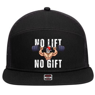 No Lift No Gift Funny Santa Gym 7 Panel Mesh Trucker Snapback Hat