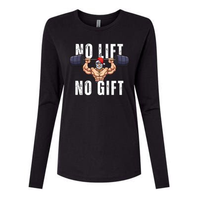 No Lift No Gift Funny Santa Gym Womens Cotton Relaxed Long Sleeve T-Shirt