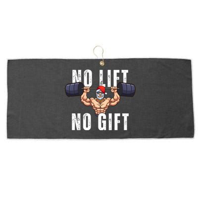 No Lift No Gift Funny Santa Gym Large Microfiber Waffle Golf Towel