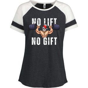 No Lift No Gift Funny Santa Gym Enza Ladies Jersey Colorblock Tee