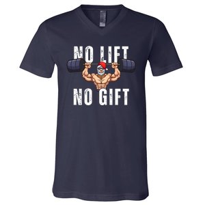 No Lift No Gift Funny Santa Gym V-Neck T-Shirt