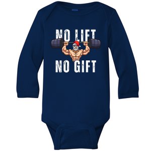 No Lift No Gift Funny Santa Gym Baby Long Sleeve Bodysuit