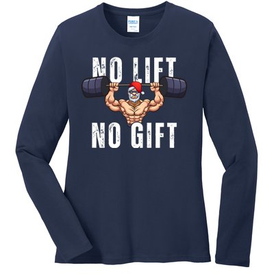 No Lift No Gift Funny Santa Gym Ladies Long Sleeve Shirt