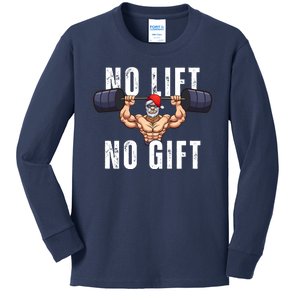 No Lift No Gift Funny Santa Gym Kids Long Sleeve Shirt