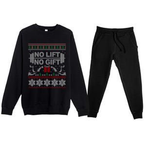 No Lift No Gift Ugly Christmas Sweater Bodybuilder Xmas Gift Cool Gift Premium Crewneck Sweatsuit Set