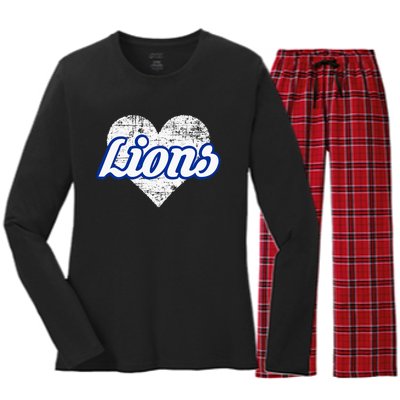 Northwest Lions Over Heart Women's Long Sleeve Flannel Pajama Set 