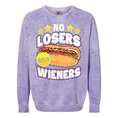 No Losers Only Wieners Hot Dog Pun Wurst Family Grilling Gift Colorblast Crewneck Sweatshirt