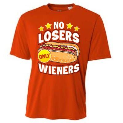 No Losers Only Wieners Hot Dog Pun Wurst Family Grilling Gift Cooling Performance Crew T-Shirt