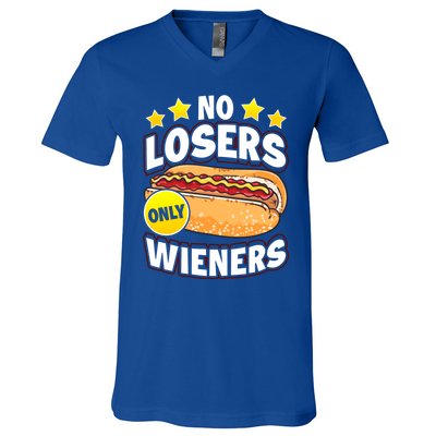 No Losers Only Wieners Hot Dog Pun Wurst Family Grilling Gift V-Neck T-Shirt