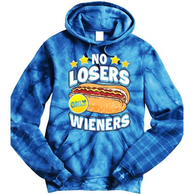 No Losers Only Wieners Hot Dog Pun Wurst Family Grilling Gift Tie Dye Hoodie