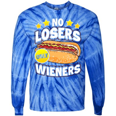 No Losers Only Wieners Hot Dog Pun Wurst Family Grilling Gift Tie-Dye Long Sleeve Shirt