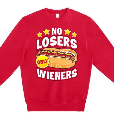 No Losers Only Wieners Hot Dog Pun Wurst Family Grilling Gift Premium Crewneck Sweatshirt