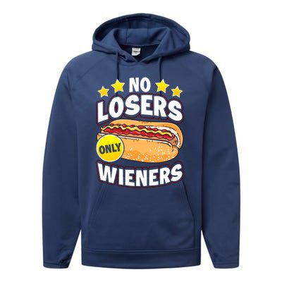 No Losers Only Wieners Hot Dog Pun Wurst Family Grilling Gift Performance Fleece Hoodie