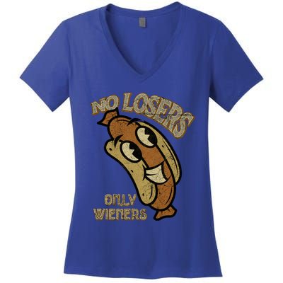 No Losers Only Wieners Hot Dog Lover Sausage Party Bbq Gift Women's V-Neck T-Shirt