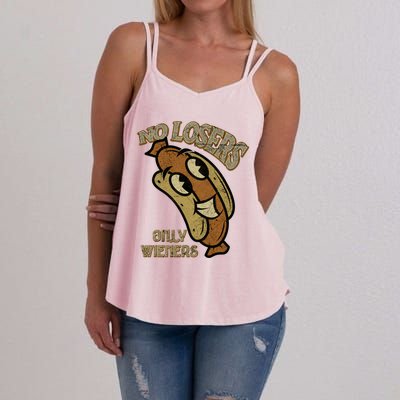 No Losers Only Wieners Hot Dog Lover Sausage Party Bbq Gift Women's Strappy Tank