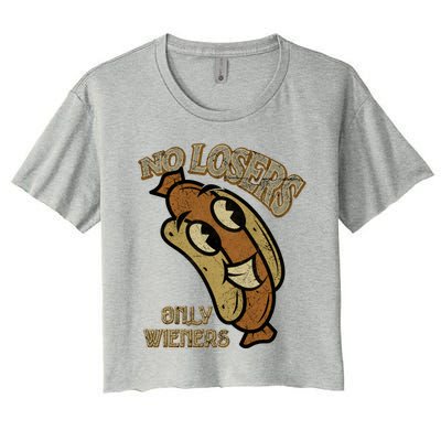 No Losers Only Wieners Hot Dog Lover Sausage Party Bbq Gift Women's Crop Top Tee