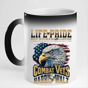 Not Loser Or Sucker 2024 Veterans For Harris Walz Military Vets Against Trump 11oz Black Color Changing Mug