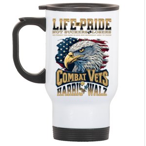 Not Loser Or Sucker 2024 Veterans For Harris Walz Military Vets Against Trump Stainless Steel Travel Mug