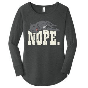 Nope Lazy Pitbull Funny Pitties Pet Dog Lover Owner Gift Women's Perfect Tri Tunic Long Sleeve Shirt